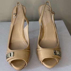 BCBGeneration Nude Slingback Peep-Toe Heels